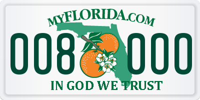 FL license plate 0080OO