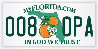 FL license plate 0080PA