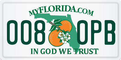 FL license plate 0080PB