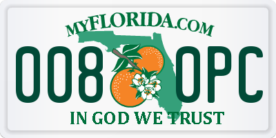 FL license plate 0080PC