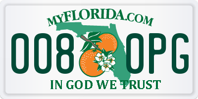 FL license plate 0080PG