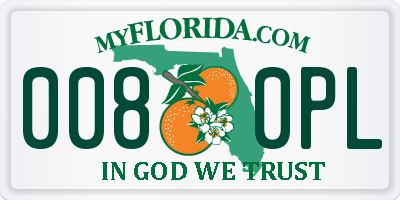 FL license plate 0080PL