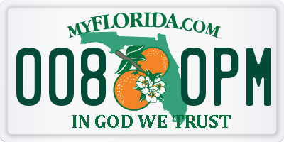 FL license plate 0080PM