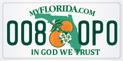 FL license plate 0080PO