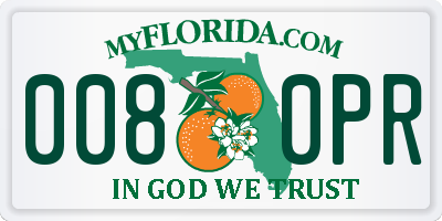 FL license plate 0080PR