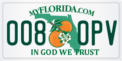 FL license plate 0080PV