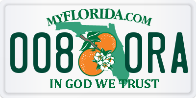 FL license plate 0080RA
