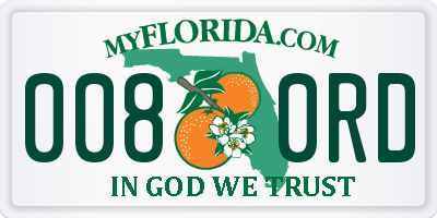 FL license plate 0080RD