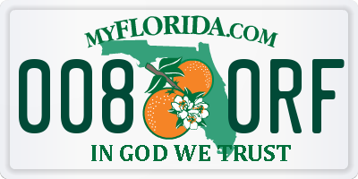 FL license plate 0080RF