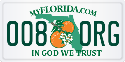 FL license plate 0080RG