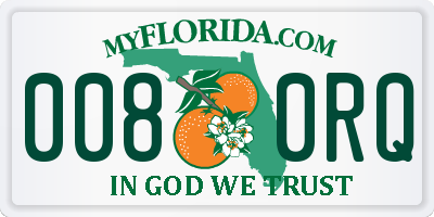 FL license plate 0080RQ