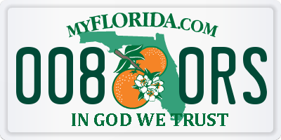FL license plate 0080RS