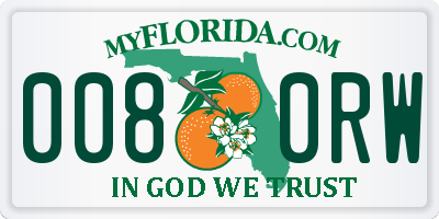 FL license plate 0080RW