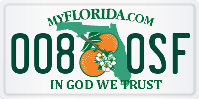 FL license plate 0080SF