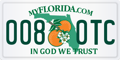 FL license plate 0080TC