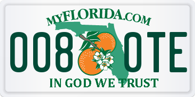 FL license plate 0080TE