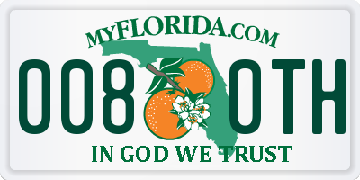 FL license plate 0080TH