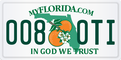 FL license plate 0080TI