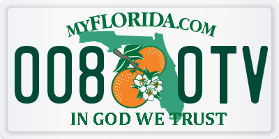 FL license plate 0080TV
