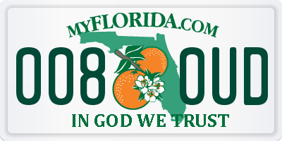 FL license plate 0080UD