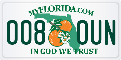 FL license plate 0080UN
