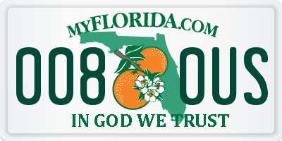 FL license plate 0080US