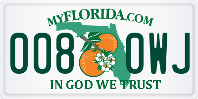 FL license plate 0080WJ