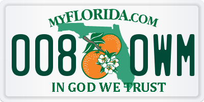 FL license plate 0080WM