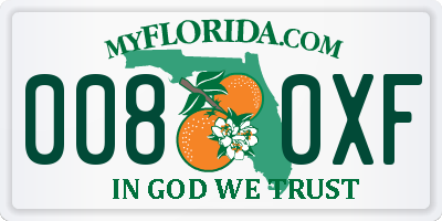 FL license plate 0080XF
