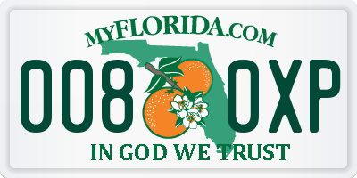 FL license plate 0080XP