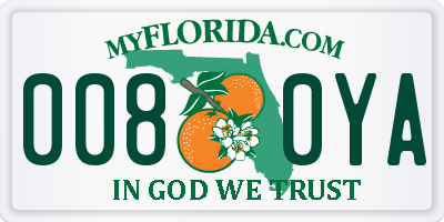 FL license plate 0080YA