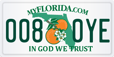 FL license plate 0080YE