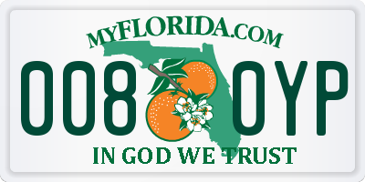FL license plate 0080YP