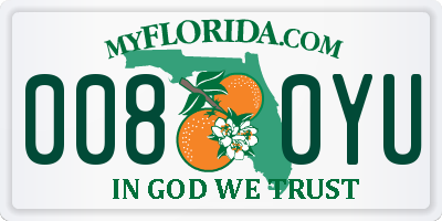 FL license plate 0080YU