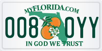 FL license plate 0080YY