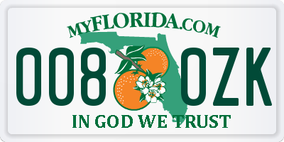 FL license plate 0080ZK