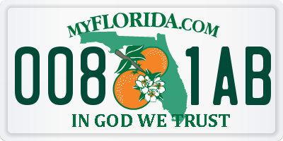 FL license plate 0081AB