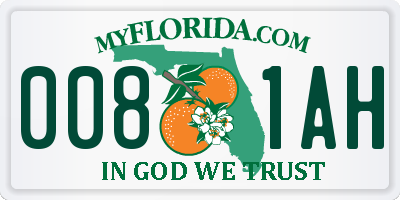 FL license plate 0081AH