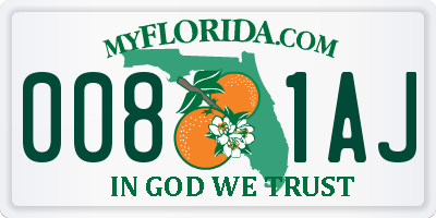 FL license plate 0081AJ