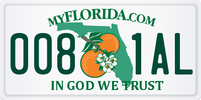 FL license plate 0081AL