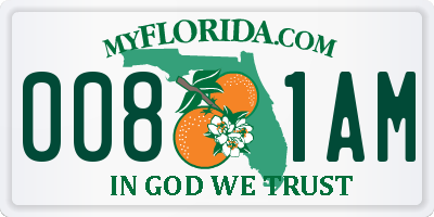FL license plate 0081AM