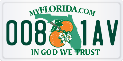 FL license plate 0081AV