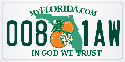 FL license plate 0081AW