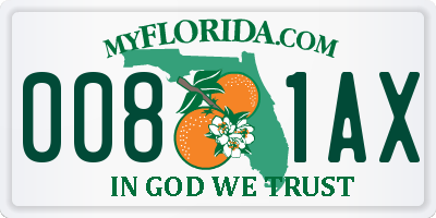 FL license plate 0081AX