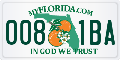 FL license plate 0081BA