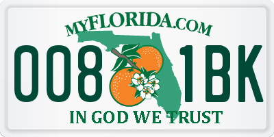 FL license plate 0081BK