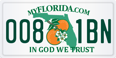 FL license plate 0081BN