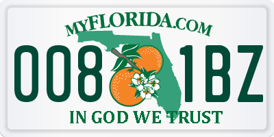 FL license plate 0081BZ