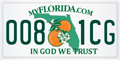 FL license plate 0081CG