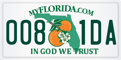 FL license plate 0081DA